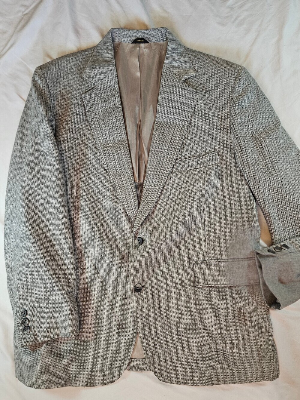 Kuppenheimer Mens Beige Herringbone Tailored Sports Jacket Blazer Size 46